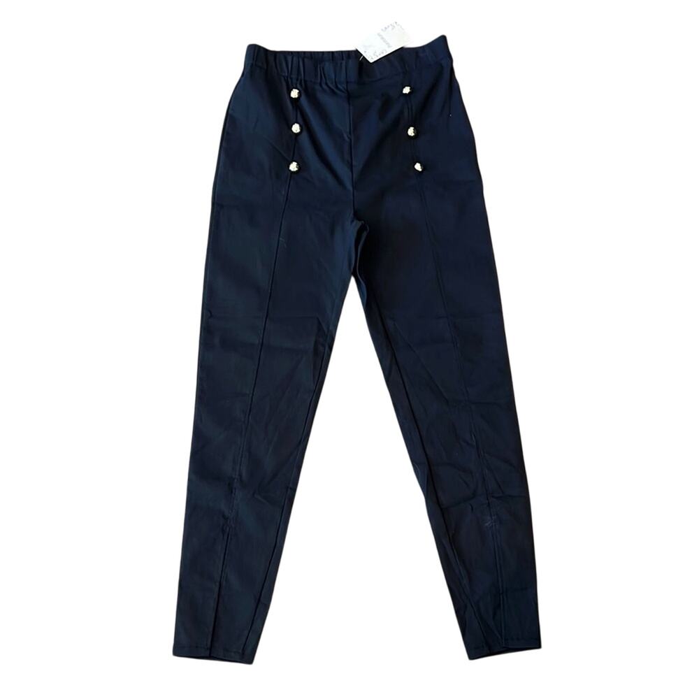 NWT Pantalon Sailor Black Skinny Pull-On Trouser Size L